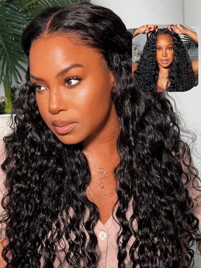 Julia Hair Water Wave 13x4 Pre Everything Glueless Lace Front Wigs Human Hair for Women 12A Pre Cut HD Lace Frontal Wigs Pre Plucked Put on and Go Bye Bye Knots Wig Natural Color 180% Density 26 Inch