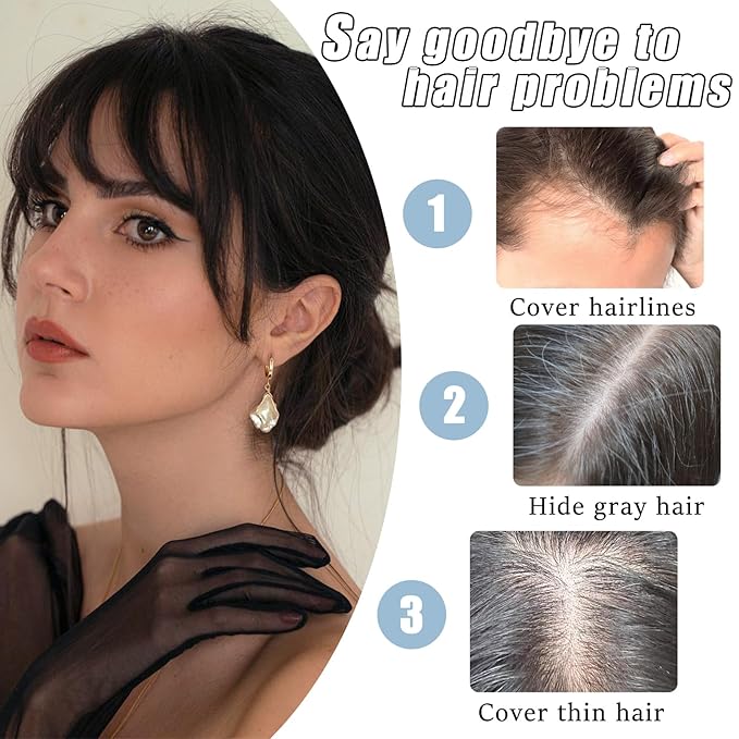 Clip in Bangs Real Human Hair 360° Cover French Bangs Brown Black Bangs Hair Clip 3D Fake Bangs with Fringe Hairpieces for Women Daily Wear