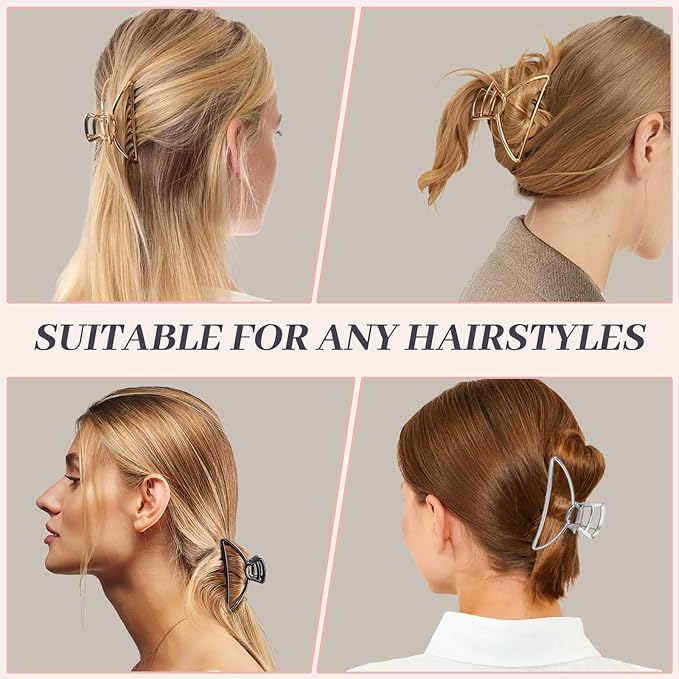 3PCS 3inch Metal Hair Clips,Metal Hair Claw Clips For Women,Hair Catch Barrette Jaw Clamp,Half Bun Hairpins for Everyday Use.(Set1)