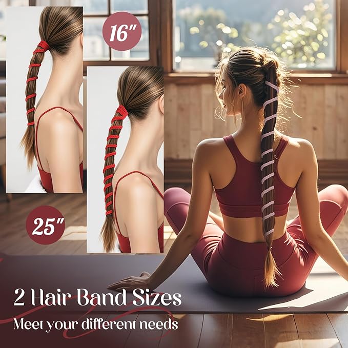 3 Packs Ponytail Holders Hair Ties for Women, Spiral Pony Tails Elastic Braided Hair Holders for Gym Swimming Sports (3pcs25"colorful30)