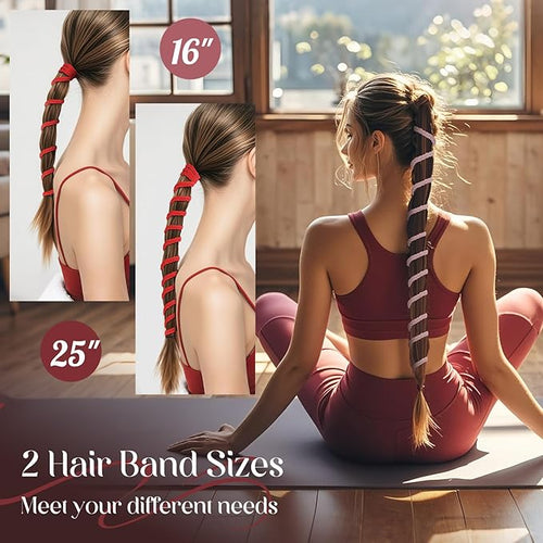 3 Packs Ponytail Holders Hair Ties for Women, Spiral Pony Tails Elastic Braided Hair Holders for Gym Swimming Sports (3pcs25"colorful30)