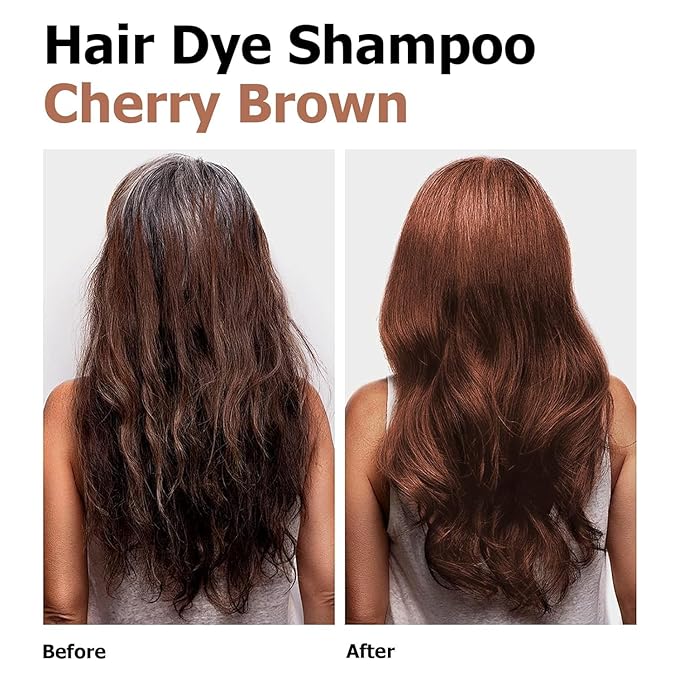 Cherry Brown Hair Dye Shampoo 3 in 1, Long-lasting & Natual Hair Color Shampoo, Herbal Ingredients Natural Shampoo Hair Dye Effect in Minutes, Gifts for Men Women 500ml