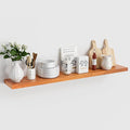 Light Brown Wooden Floating Wall Shelves 48 Inches Long x 8”x 1.4” Shelf Floating Rustic Farmhouse Decor, Heavy Duty Shelf Hold 100 lbs, Wall Shelves for Bathroom Living Room Kitchen Bedroom Office