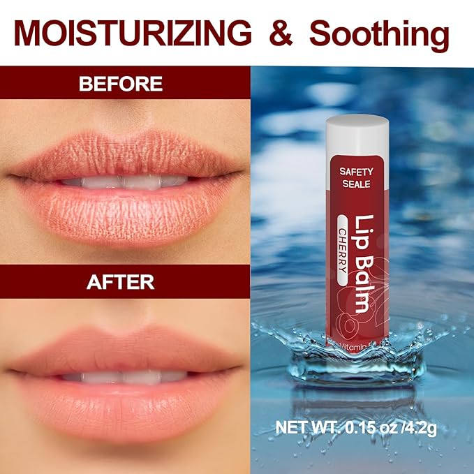 64 Pack Natural Lip Balm Bulk with Vitamin E and Coconut Oil Valentine's Day best choice - Moisturizing, Soothing, and Repairing Dry and Chapped Lips - 16 Flavors - Non-GMO