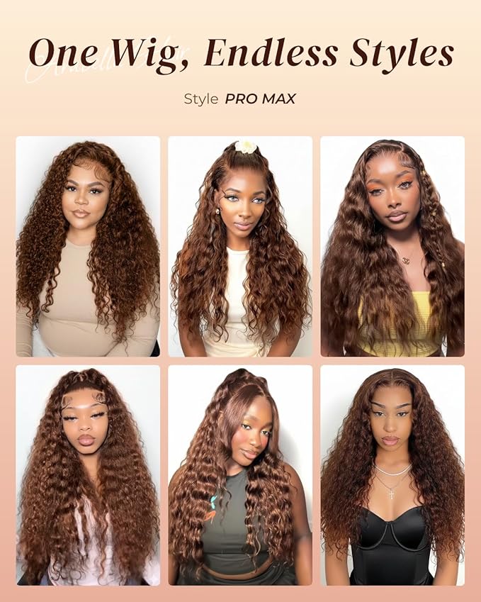 Arabella Chocolate Brown Lace Front Wigs Human Hair 13x6 Deep Wave Lace Front Wigs Human Hair Colored Deep Curly HD Lace Frontal Wigs for Women Pre Plucked with Natural Hairline 26 Inch