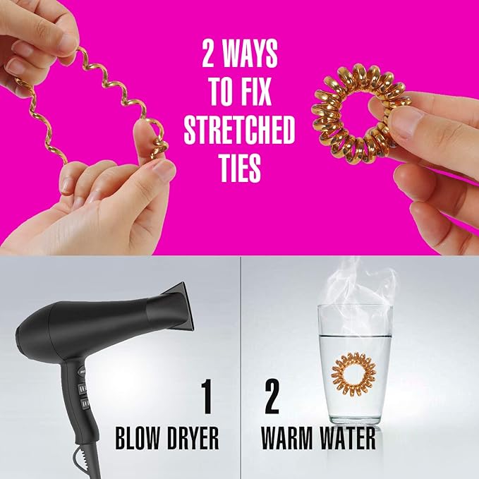 20 Pcs Spiral No Crease Coil Phone Cord Hair Ties for Thick Hair - Women Ponytail Holder Elastics