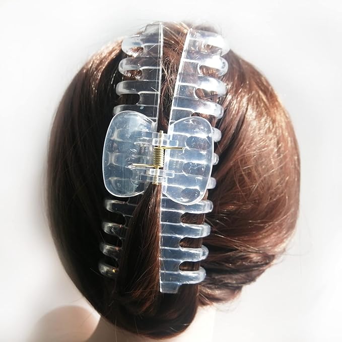 Jumbo 5.5 Inches Hair Clips for Extra Thick Hair - Long Butterfly Hair Accessories for Women, 2 Counts (Black and Clear)