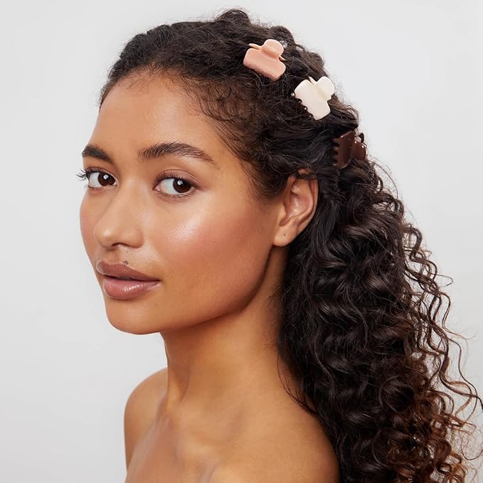 Kitsch Small Hair Clips for Women and Girls – Mini Claw Clips – Hair Accessories – Daily Styling, Recycled | Ideal Gifts for Women, Rosewood – 8pc Set