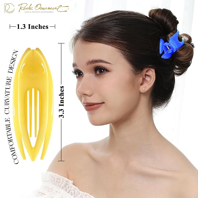 RC ROCHE 6 Pcs Flat Hair Clips Big Claw for Thick Hair French Duckbill Women No Slip Side Slide Curved Alligator Concord Strong Grip Hold Volume Lay Down Clamp, Small Rainbow Multicolor