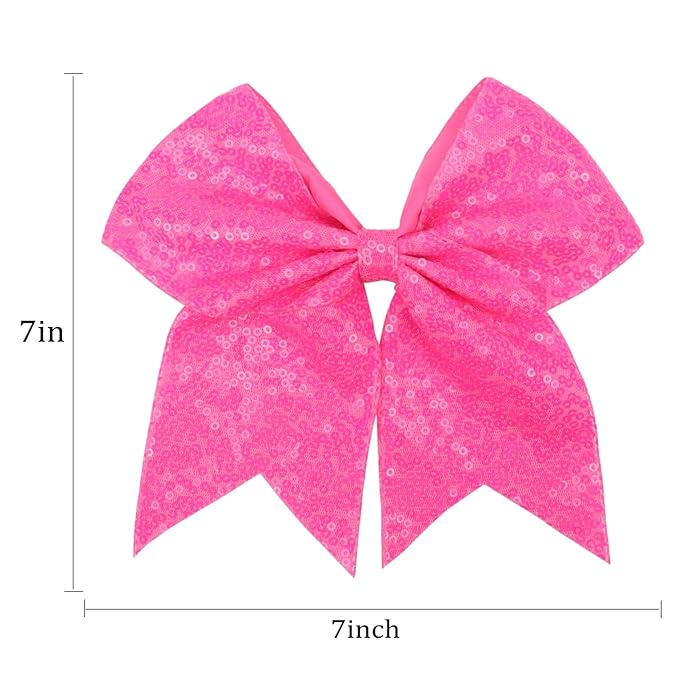 Large Big 7 Inch Glitter Bow Clip Sequin Bling Party Hair Accessories for Women Teens Girls Kids 1 Pcs (Hot Pink2)