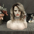 IMSTYLE Hazel Wavy Grey Wigs Short Bob Wavy Lace Front Wigs Synthetic Hair Wig 13 * 2 Inches Free Part with Natural Hairline Shoulder Length for Women