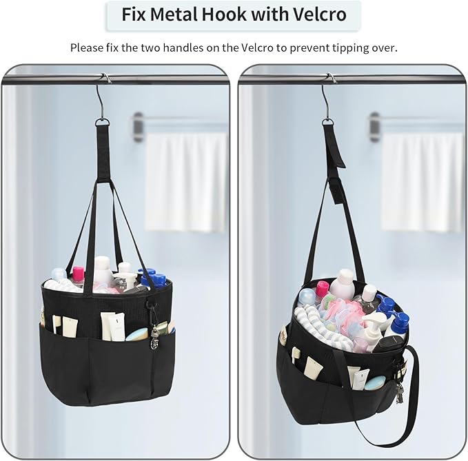 Shower Caddy Portable, Hanging Mesh Shower Caddy, Travel Toiletry Bag for Women Men, Quick Dry Shower Tote Bag with Rotable Hook for Bathroom, Gym, Camping, Beach, Swimming, Traveling