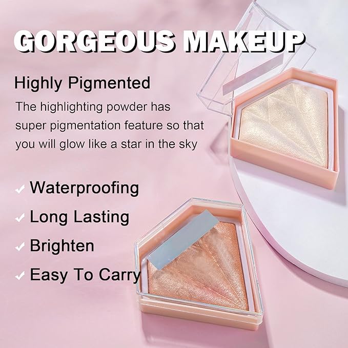 White Highlighter Makeup Palette Face Highlighter Powder Iluminadores De Maquillaje Narutal Shimmer Glitter Highlighter Blush Powder Makeup Palette-03 Fairy Pink