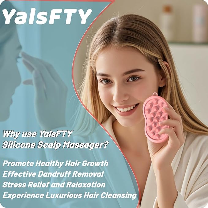 Silicone Scalp Massager Shampoo Brush – Ergonomic, Waterproof Scalp Scrubber for Hair Growth & Dandruff Removal – Ideal for Wet & Dry Hair Care