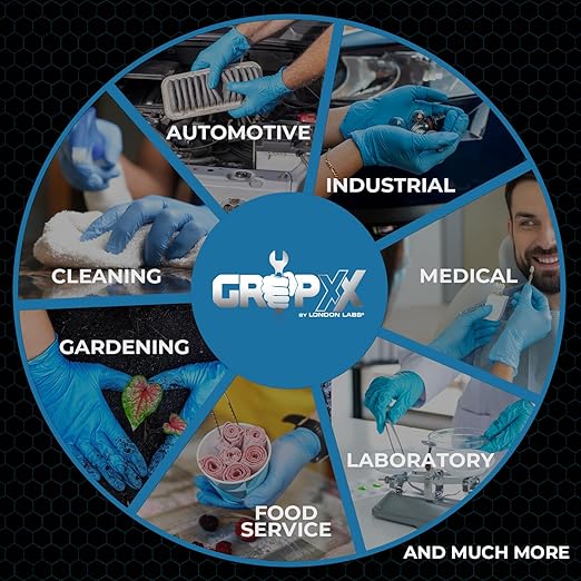 Heavy Duty 6 Mil Blue Nitrile Gloves Disposable Latex & Powder Free -Extra Stretchy Fentanyl Safe |Medical,First Aid Kit,EMT|Food Safe Rubber Gloves for Cooking & Cleaning| Pack of (200)