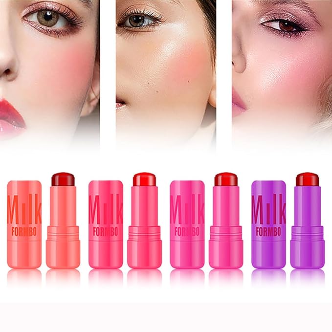 Cooling Water Jelly Tint Blush Makeup Blush Stick 3-in-1 Lip and Cheek Tint Stain Jelly Blush Multi-use Clear Glossy Gel Blush,0.18 Oz (Chill Red, 0.18 Oz)