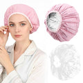 2 Pcs Heat Cap for Deep Conditioning, Conditioning Cap Made of Aluminum Foil with 100pcs Disposable Plastic Caps, Portable Thermal Hair Steam Caps for Home and Salon Use Hair Dyeing
