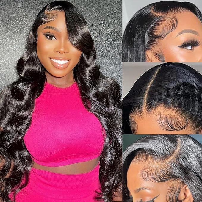 32 Inch 13x6 Body Wave Lace Front Wigs Human Hair Pre Plucked 13X6 HD Lace Frontal Wigs Human Hair 180% Density Glueless Wigs for Black Women Brazilian Virgin Body Wave Wig Natural Color