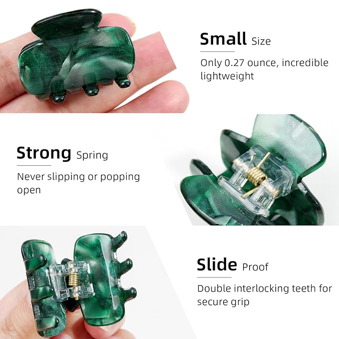 10-Pack Cute Small Acrylic Hair Claw Clips for Women & Girls - Jaw Clips for Fine Thin Hair, Half-Up Clip