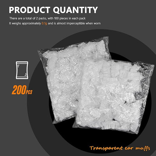 200Pcs Clear Disposable Ear Covers Waterproof Ear Covers Protectors for Hair Dye, Shower, Bathing Hair Dye Spa Salon Beauty Treatments