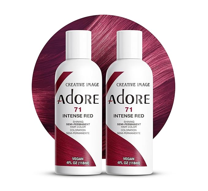 Adore Semi Permanent Hair Color (071 Intense Red) | Vegan & Cruelty-Free Red Hair Dye | No Ammonia, No Peroxide, No Alcohol | 4 Fl Oz Each (Pack of 2)