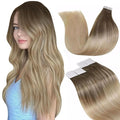 LaaVoo Tape in Extensions Human Hair Ombre Brown to Ash Blonde Hair Extensions Tape in Seamless Tape on Hair Extensions Soft Straight Hair 20inch 50g 20pcs