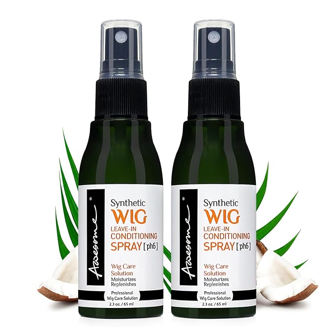 Awesome Synthetic Wig Leave in Conditioner Spray, pH6, Moisturizes & Replenishes Synthetic Wigs, Travel size 2.3 fl oz (1 set of 2)