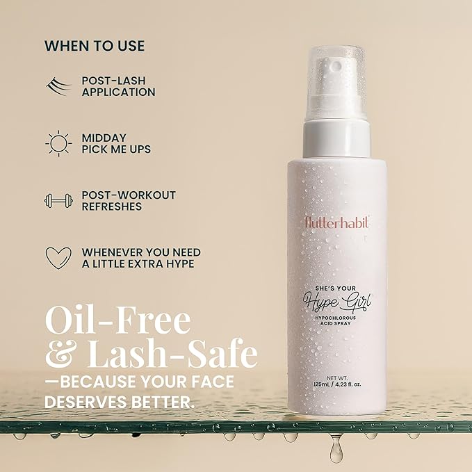 FlutterHabit Hypochlorous Acid Spray, Face Mist for Acne Prone Skin, HOCl Formula to Soothe Irritation, Refresh Complexion, Repair Damage, Balance Oil, Calm Redness, Restore Clarity (125mL)