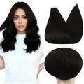 Full Shine Tape in Hair Extensions 14 Inch Double Sided Tape In Hair Extensions Real Human Hair Color 1B Black Seamless Tape in Extensions 50Gram Soft Remy Add Volume 20 Pcs for Party Wedding