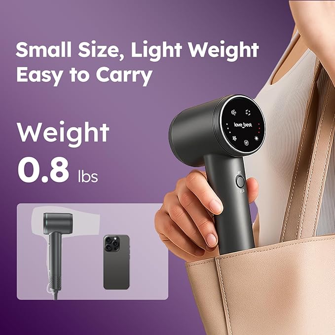 Hair Dryer, Professional Ionic Hair Dryer for Fast Drying, Low Noise, Lightweight, 600 Million Negative Ions High-Speed Hair Blow Dryer with Diffuser for Curly Hair Women, Men, Home, Travel, Salon