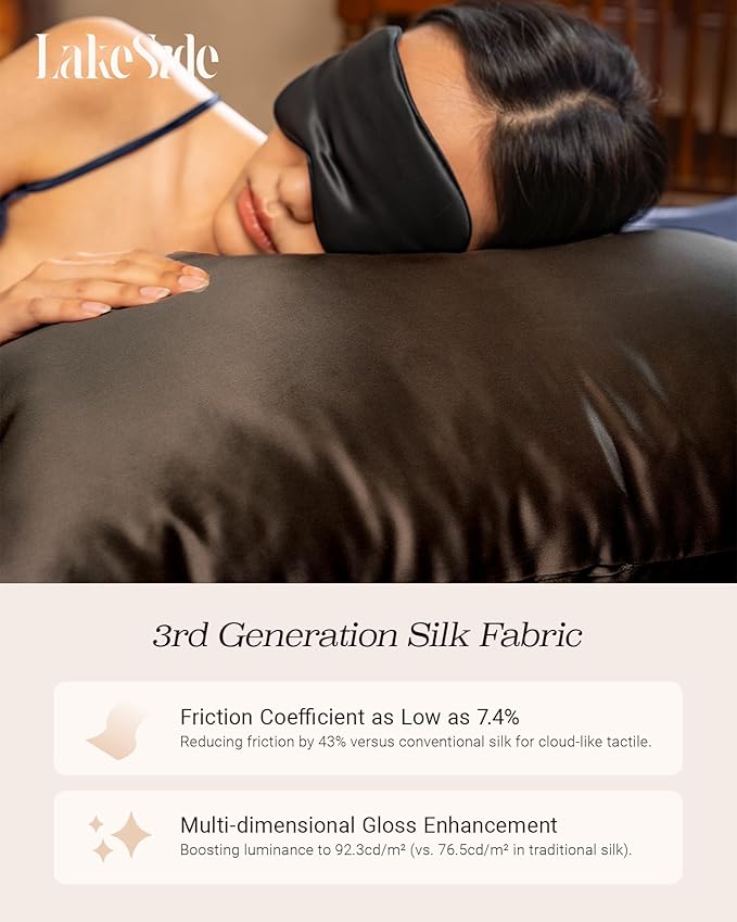 Oriental Lakeside® 100% Pure 22 Momme Mulberry Silk Pillowcase with Hidden Zipper - Nighttime Skincare & Hair Care Hydrating Pillow Cover
