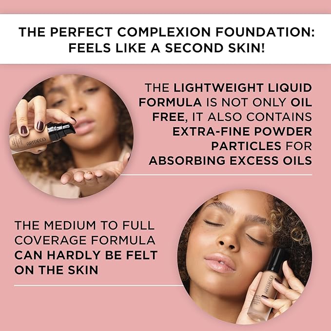 ARTDECO Perfect Teint Foundation - Light Bisque N°16 - Lightweight Liquid Formula - Medium to Full Coverage - Without Mask-Like Effect - Conceals Imperfections - Vegan Makeup - Hyaluron - 0.67 Fl Oz