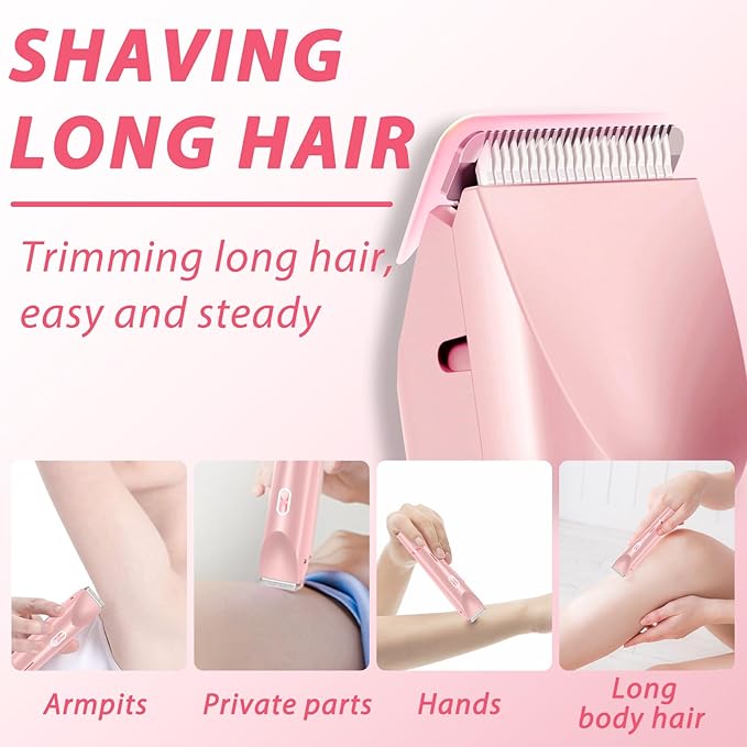 2025 New Electric Womens Shaver, 2-in-1 Women's Body Shaver, Bikini Electric Razor, Wet and Dry Use Body Trimmer for Home (Pink)