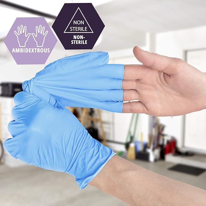 MED PRIDE Disposable Powder Free Non Latex Single Use Medical Exam Gloves, Nitrile Vinyl Blend for Cleaning and Food Handling