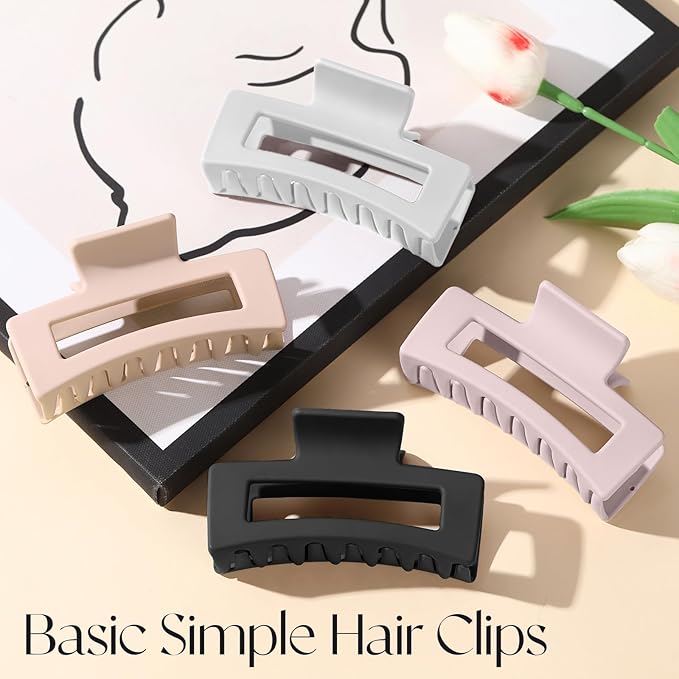 4Pcs Cloud Claw Clips for Women, 4.2 Inch Non-Slip Strong Hold Hair Claws, Unbreakable & Durable TPEE-Silicone Blend, Large Bendable Cozy Hair Clip for Thin/Thick/Curly Hair, All-Day Comfort