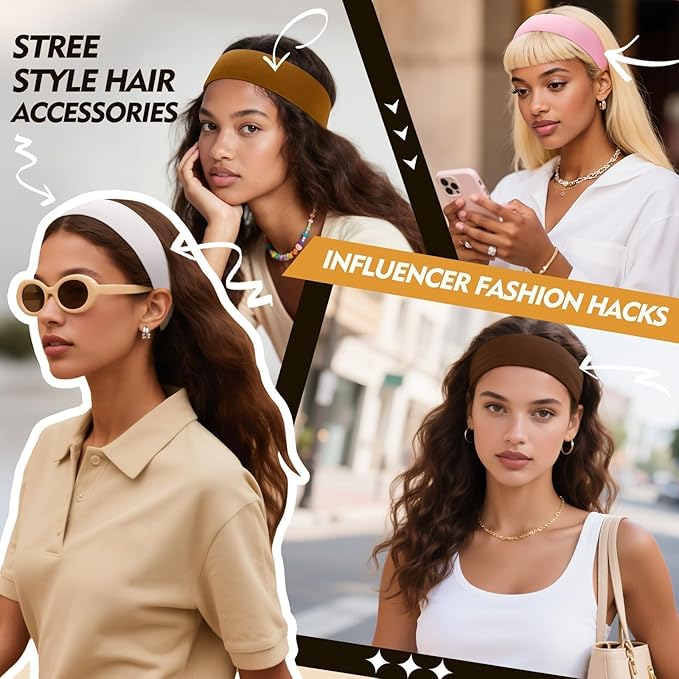 Headbands for Women Valentines Day Gifts for Her - 8 Pcs Head Bands Non Slip for Women's Hair Accessory Stretchy Fabric Headband for Workout Sport Yoga Running Christmas Birthday Gifts for Women