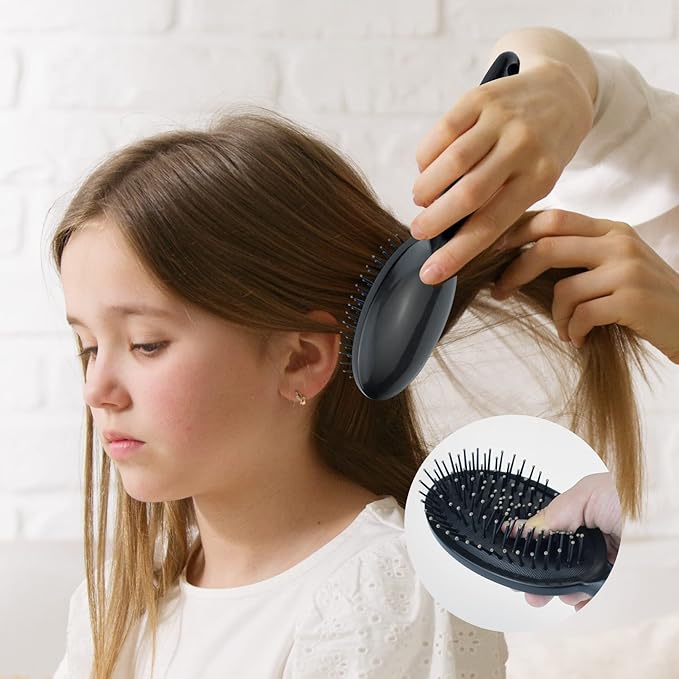 3 Pcs Anti-Static Massage Oval Comb Round Hair Brush Vent Hair Brush Detangling Brush Paddle Brush for Women Men Kid All Wet or Dry Hair's Detangle, Massage, Add Shine