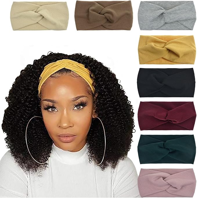 DRESHOW 8 Pack Headbands for Women Yoga Knotted Headbands Elastic Criss Cross Hair Accessories Sports Head Wrap Non Slip