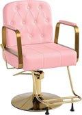 KIGOTY Salon Barber Chair, Reclining Salon Chair for Hair Stylist, Adjustable Hair Salons Tattoo Braiding Hairdresser Chair, 360 Swivel Stylist Chairs for Barbershop (Pink)