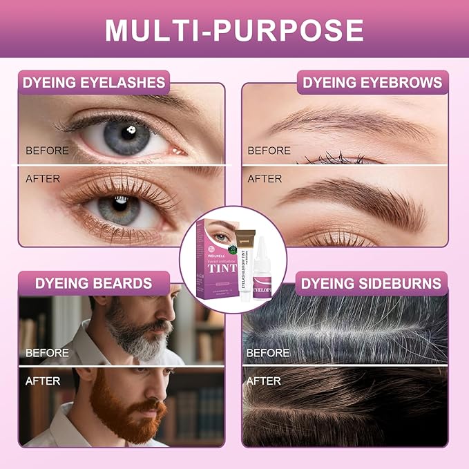 Eyelash & Eyebrow Color Kit, Professional Instant Lash & Brow Color Kit with Natural Results, Easy to Use, Eye Brow & Eye Lash Coloring Set DIY Hair Coloring for Salon Home Use 7ml (Brown/Light Brown)