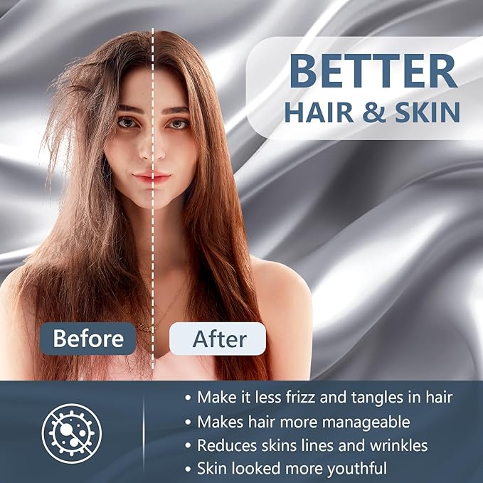 Silk Pillow Cases King Size 100% Mulberry Silk Pillowcase for Hair & Skin Inches 22 Momme Both Sided Grade 6A Silk Cooling Soft Breathable 20 x 36 with Hidden Zipper 1PC, Grey