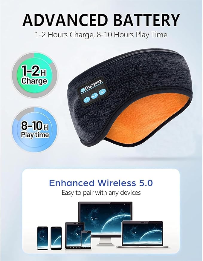 Bluetooth Headband Headphones Double-Layer Ear Warmer for Men Women Winter Cold Weather Wireless Music Thick Fleece Lined Ear Muffs Outdoor Sports Running Cycling (Gray)