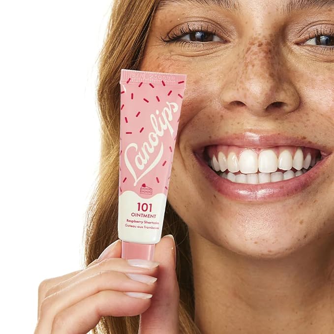 Lanolips 101 Delicious Rasberry Shortcake - Lip Balm with Vitamin E Oil and Lanolin for Lip Hydration - Naturally Flavored Lanolin Lip Balm for Very Dry Lips - Dermatologist Tested (.35 Oz)