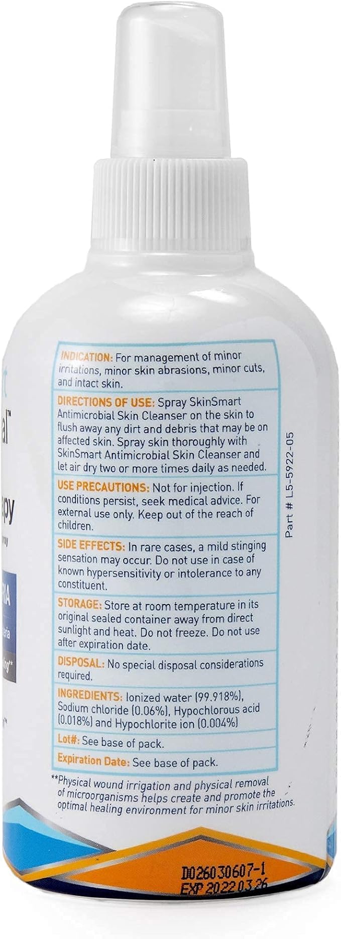 SkinSmart Antimicrobial Eczema Therapy with Hypochlorous Acid, Safely Removes Bacteria so Skin Can Heal, for Adults, Kids and Seniors, 8 Ounce Clear Spray