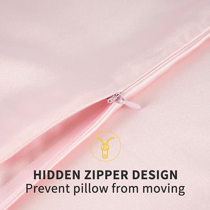 ZIMASILK 100% Pure Mulberry Silk Pillowcase for Hair and Skin Health,Soft and Smooth,Both Sides Premium Grade 6A Silk,600 Thread Count,with Hidden Zipper,1pc(Standard 20''x26'',Pink)