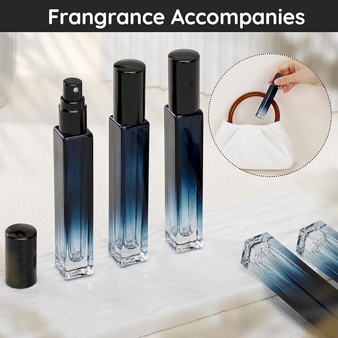 Segbeauty Travel Perfume Bottle, 5 Pack of 10ML Empty Refillable Glass Atomizer, Portable Cologne Dispenser Spray Bottle Travel Size Sample Bottles Sprayer Making Kit Gradient Blue