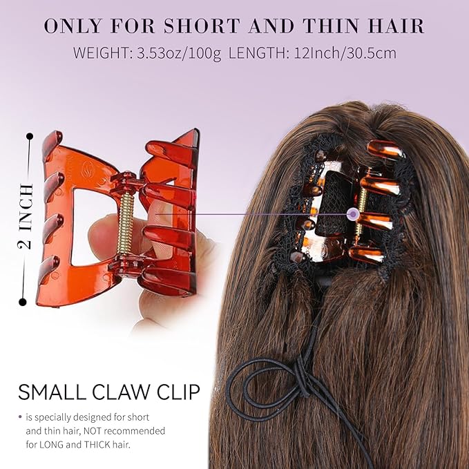 12 Inch Short Ponytail Extension - Clip in Ponytail Hair Extensions, Curly Wavy Pony Tails Hair Extensions, Synthetic Claw Clip Ponytail Extension for Women (Color: Copper Brown)