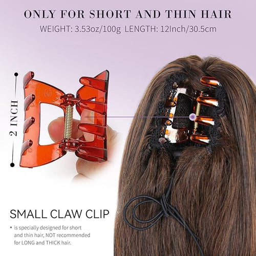 12 Inch Short Ponytail Extension - Clip in Ponytail Hair Extensions, Curly Wavy Pony Tails Hair Extensions, Synthetic Claw Clip Ponytail Extension for Women (Color: Copper Brown)