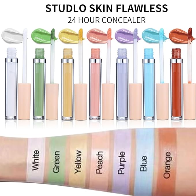 MAEPEOR Liquid Conceal Contour 7 Colors Cream Lightweight Liquid Concealer Contour Makeup for Concealing Blemishes, Brighten Dark Circles (Color 07 Yellow)