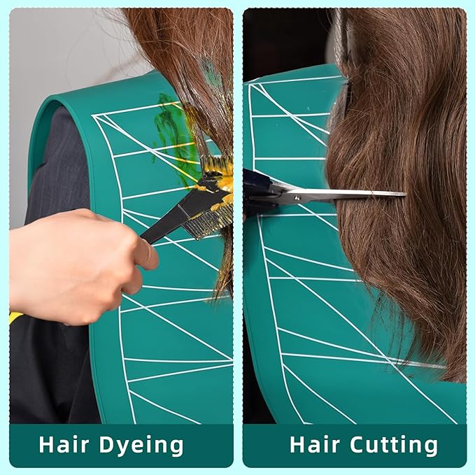 Professional Hair Cutting Cape with Geometric Grid Pattern, Longer Silicone Waterproof Cutting Mat,Neck Guide